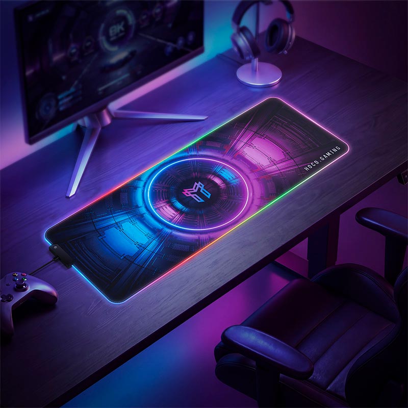 Коврик для мыши HOCO Edge gaming luminous keyboard and mouse pad GM864 |300x800x3mm, 13 light effects| Colorful (6942007688017) Разноцветный на картинке №6
