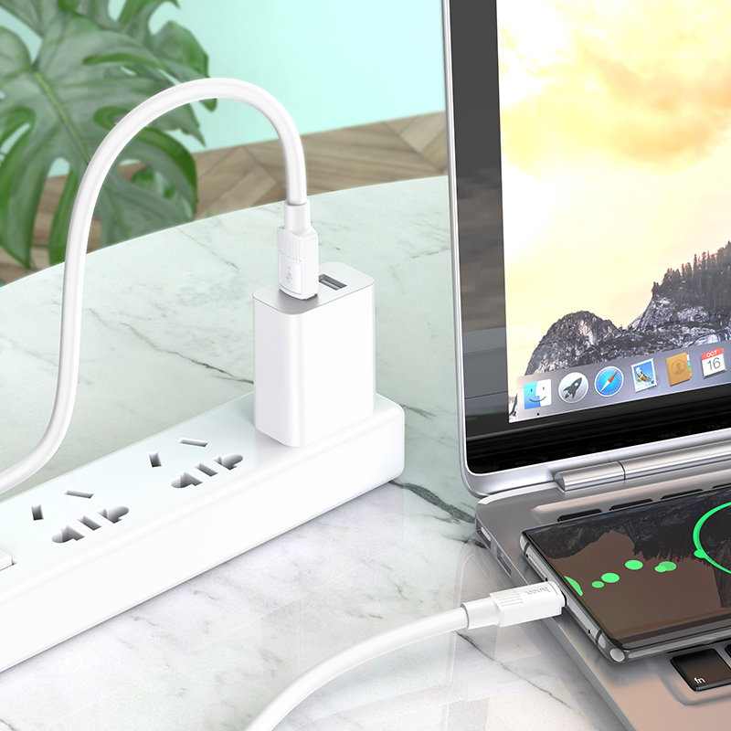 Кабель Hoco Type-C Solid charging data cable X84 |1M, 3A| white (6931474771018) Білий на малюнкі №5
