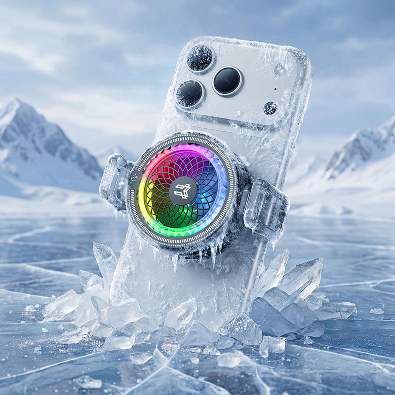 Кулер для телефону HOCO Glacier AI semiconductor cooler GA6 |7300RPM, 13.5W, USB-C, 100 Levels| black (6942007683920) Чорний на малюнкі №9