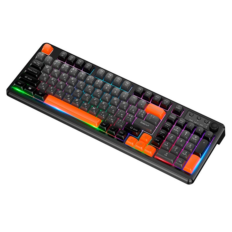 Клавиатура HOCO Elegante 3-mode gaming keyboard GM751 (Cyrillic version) |BT5.1/2.4G/wired, 98 keys, 2000mAh, 16-240h| black (6942007687720) Черный на картинке №2