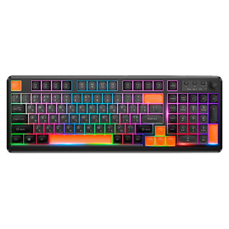 Клавиатура HOCO Elegante 3-mode gaming keyboard GM751 (Cyrillic version) |BT5.1/2.4G/wired, 98 keys, 2000mAh, 16-240h| black (6942007687720) Черный на картинке №4
