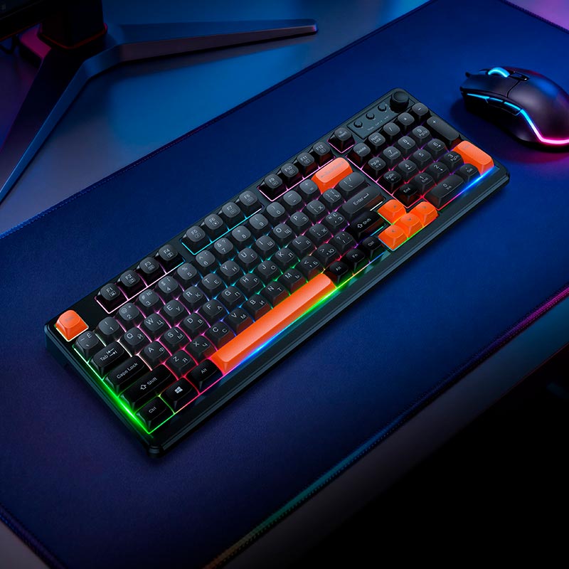 Клавиатура HOCO Elegante 3-mode gaming keyboard GM751 (Cyrillic version) |BT5.1/2.4G/wired, 98 keys, 2000mAh, 16-240h| black (6942007687720) Черный на картинке №9