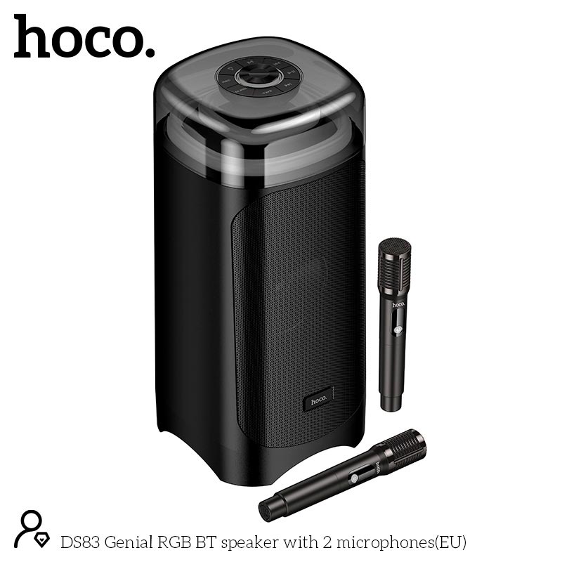 Акустика-караоке HOCO Genial BT speaker with 2 microphones DS83 |BT5.0, USB/TF/AUX/FM/TWS, 60W, 3-4h, RGB, 2mic| black (85320) Черный на картинке №5