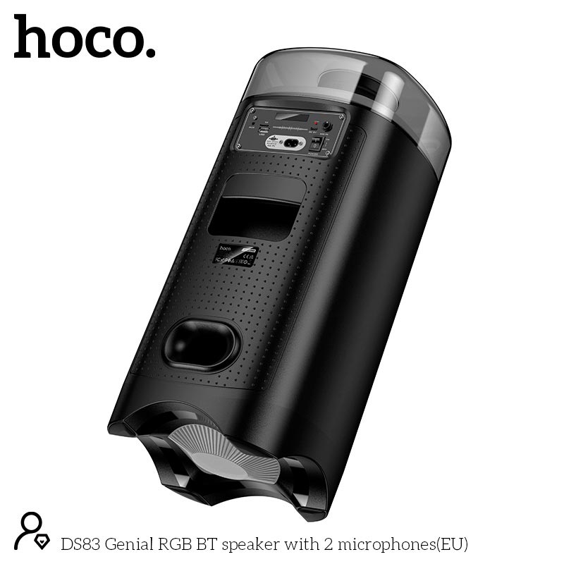 Акустика-караоке HOCO Genial BT speaker with 2 microphones DS83 |BT5.0, USB/TF/AUX/FM/TWS, 60W, 3-4h, RGB, 2mic| black (85320) Черный на картинке №6