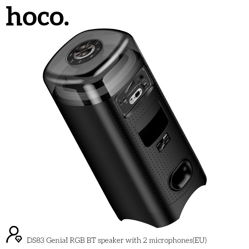 Акустика-караоке HOCO Genial BT speaker with 2 microphones DS83 |BT5.0, USB/TF/AUX/FM/TWS, 60W, 3-4h, RGB, 2mic| black (85320) Черный на картинке №7