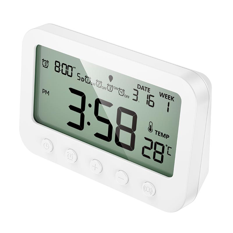 Термометр HOCO Indoor digital alarm clock with thermometer HX44 white (6942007681421) Белый на картинке №4