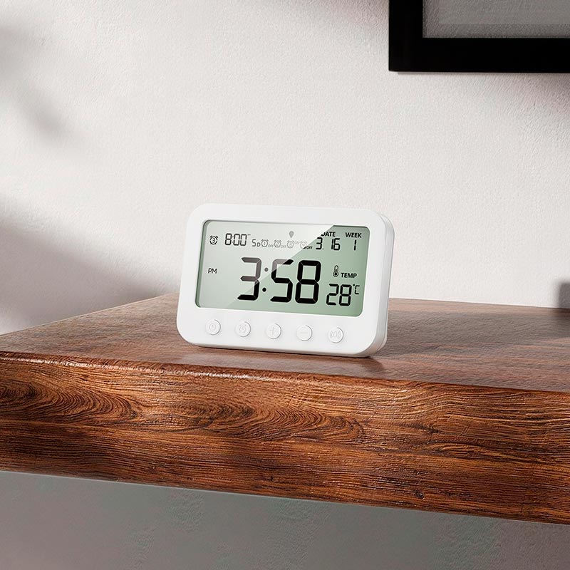Термометр HOCO Indoor digital alarm clock with thermometer HX44 white (6942007681421) Белый на картинке №8
