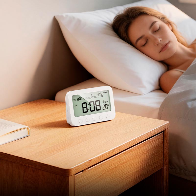 Термометр HOCO Indoor digital alarm clock with thermometer HX44 white (6942007681421) Белый на картинке №9