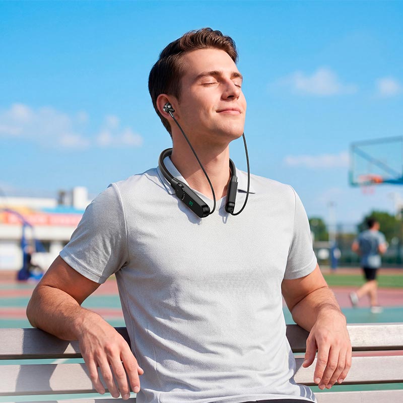 Наушники HOCO Naya neck-mounted BT earphones ES78 |BT6.0, LED Display, 120h| black (6942007680523) Черный на картинке №5