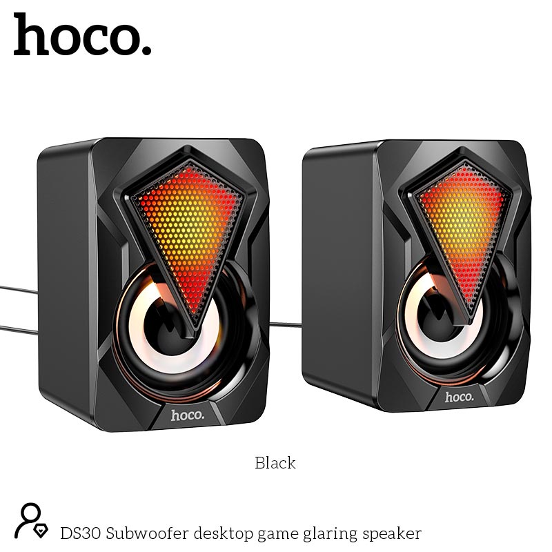Акустика для ПК Hoco Subwoofer desktop game glaring speaker DS30 |AUX/USB, 3Wx2| black (693147451225) Черный на картинке №10