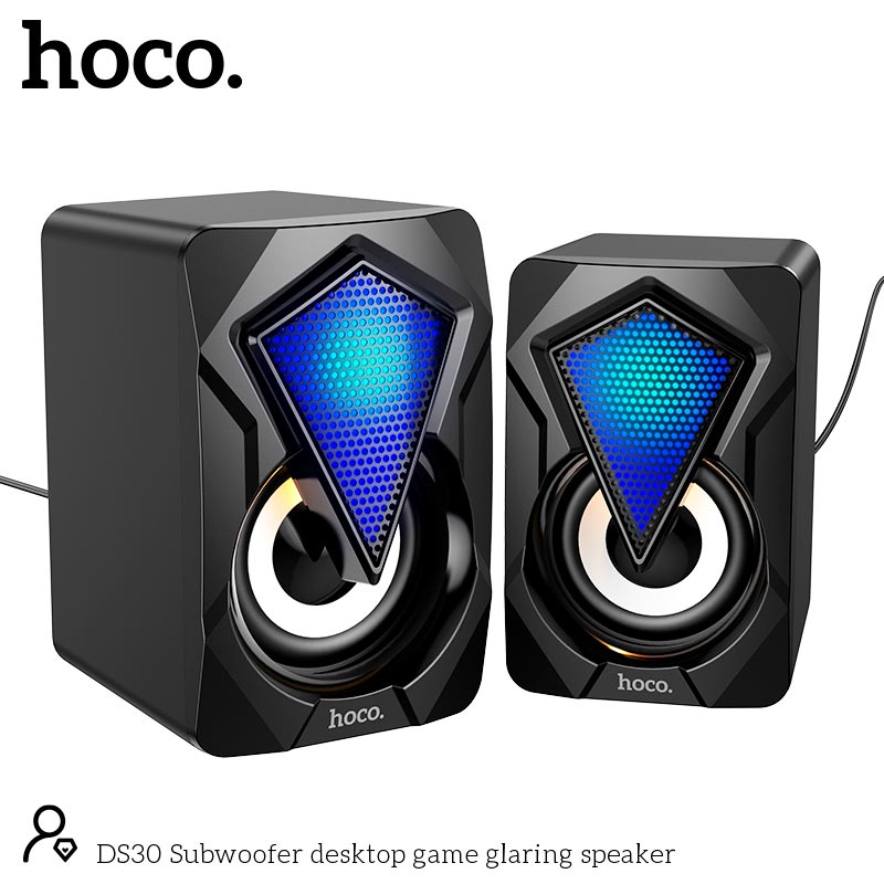 Акустика для ПК Hoco Subwoofer desktop game glaring speaker DS30 |AUX/USB, 3Wx2| black (693147451225) Черный на картинке №2