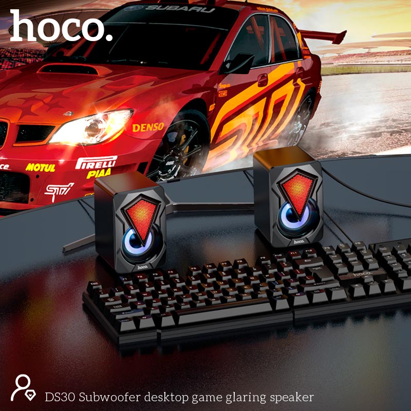 Акустика для ПК Hoco Subwoofer desktop game glaring speaker DS30 |AUX/USB, 3Wx2| black (693147451225) Черный на картинке №4