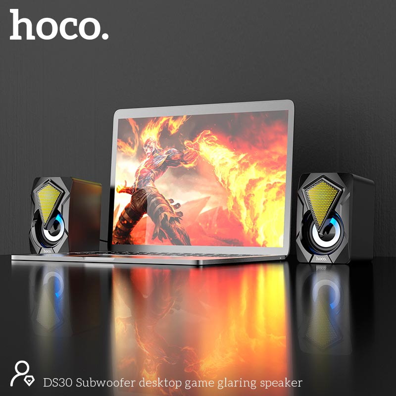 Акустика для ПК Hoco Subwoofer desktop game glaring speaker DS30 |AUX/USB, 3Wx2| black (693147451225) Черный на картинке №5