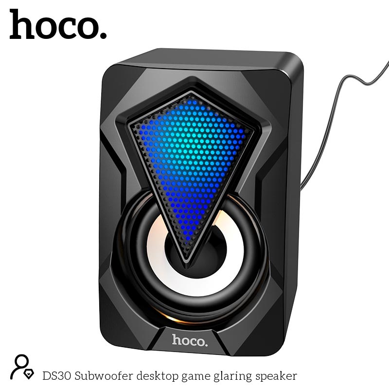 Акустика для ПК Hoco Subwoofer desktop game glaring speaker DS30 |AUX/USB, 3Wx2| black (693147451225) Черный на картинке №7