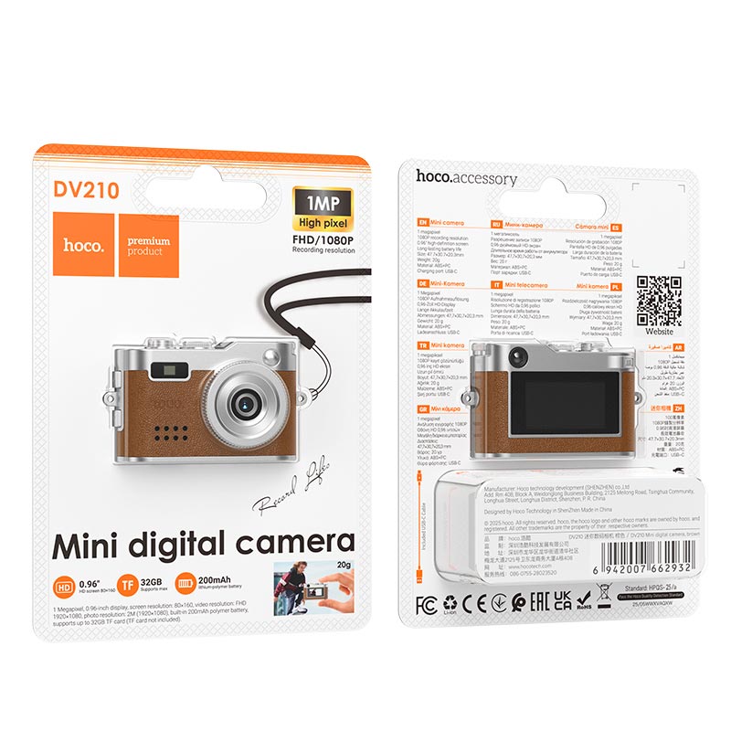 Цифровая фото-видео камера HOCO DV210 Mini digital camera |1080P, 1MP| black (6942007662925) Черный на картинке №11