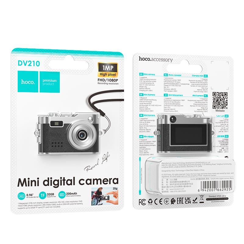 Цифровая фото-видео камера HOCO DV210 Mini digital camera |1080P, 1MP| black (6942007662925) Черный на картинке №3