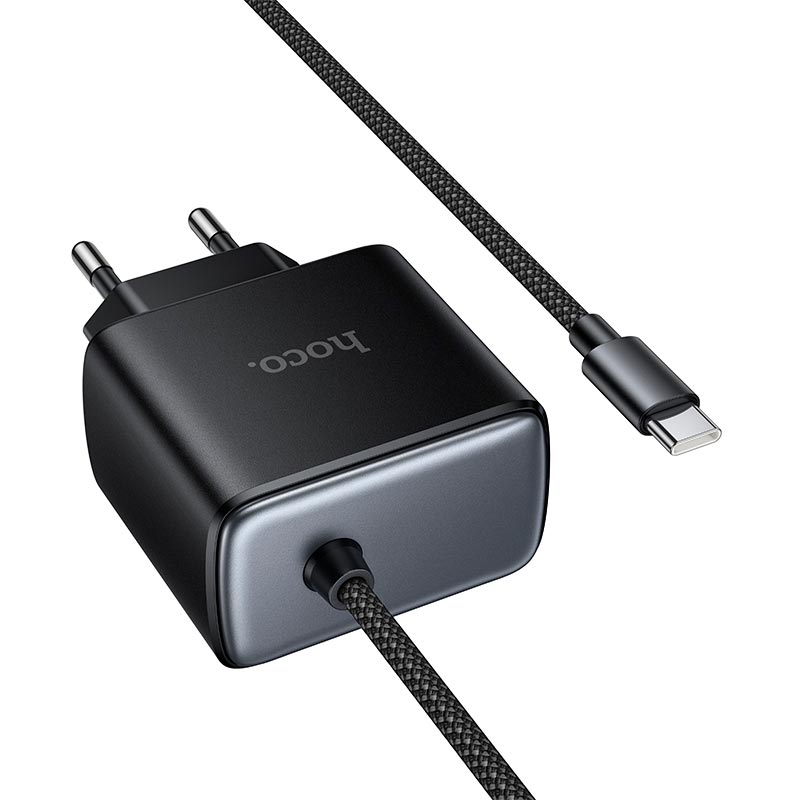 Адаптер сетевой HOCO New charger with Type-C cable C163A |25W/3A, PD3.0/QC| black (6942007680325) Черный на картинке №7