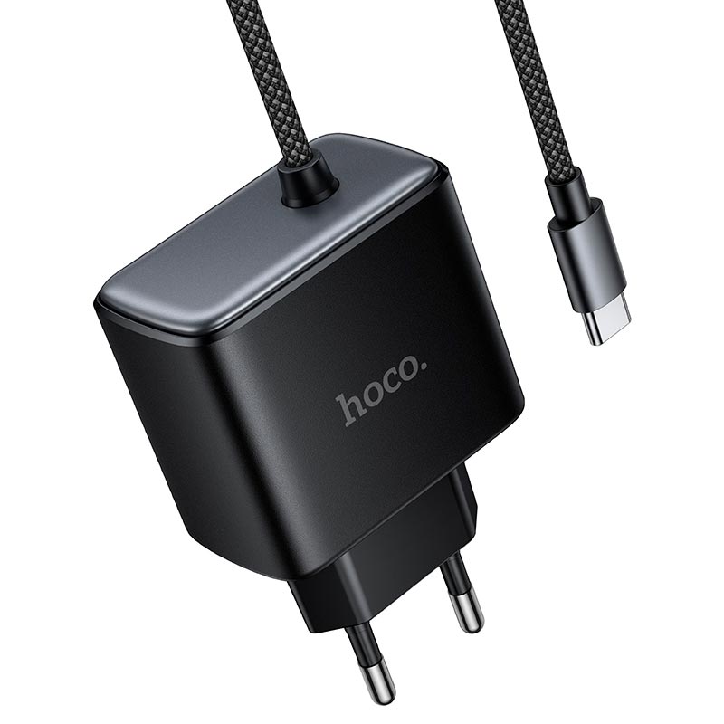 Адаптер сетевой HOCO New charger with Type-C cable C163A |25W/3A, PD3.0/QC| black (6942007680325) Черный на картинке №8