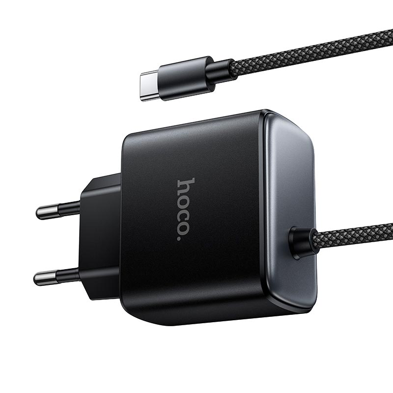 Адаптер сетевой HOCO New charger with Type-C cable C163A |25W/3A, PD3.0/QC| black (6942007680325) Черный на картинке №9