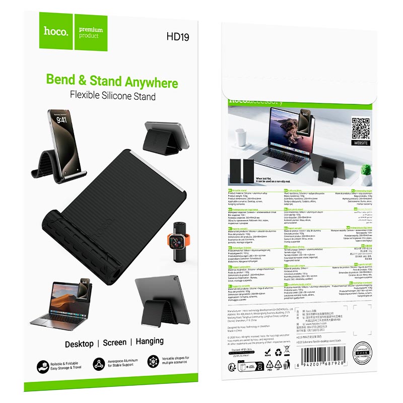 Держатель HOCO Soberano flexible desktop stand HD19 |4.5-11| black (6942007687928) Черный на картинке №3