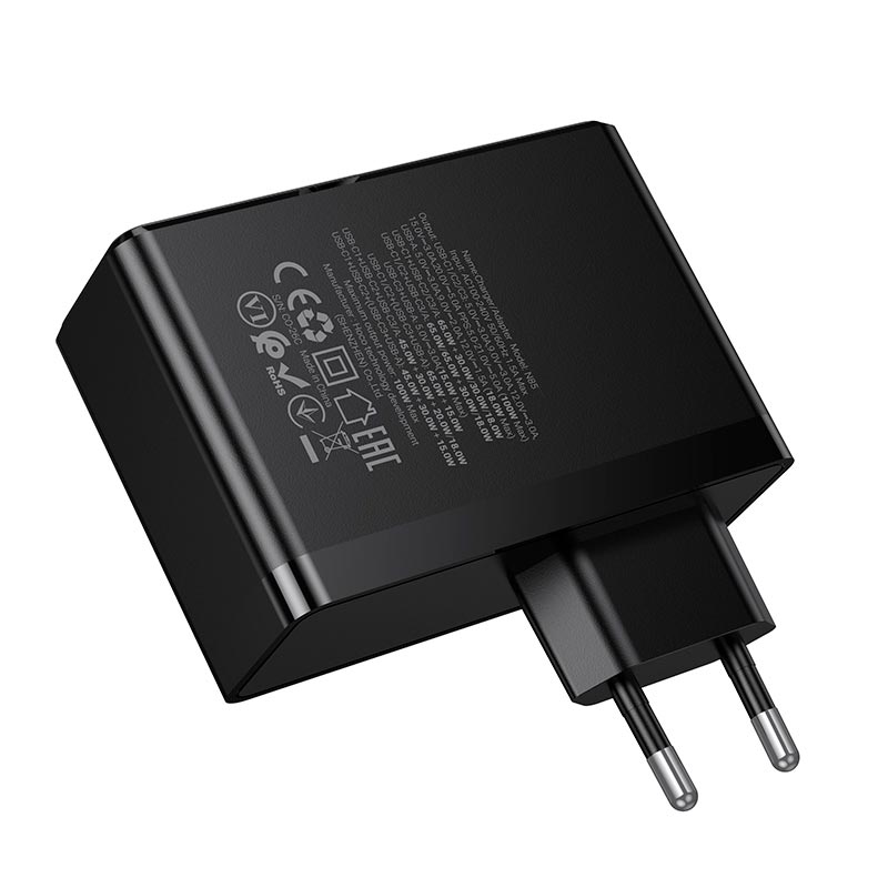Адаптер мережевий HOCO Vigoroso charger N85 |3C/1A, 100W/3A, PD/QC| black (6942007681629) Чорний на малюнкі №5