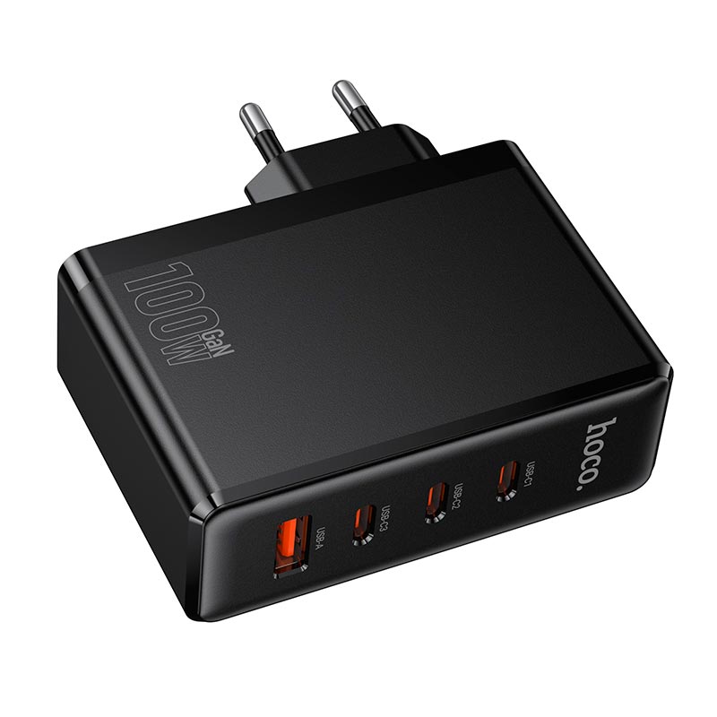 Адаптер мережевий HOCO Vigoroso charger N85 |3C/1A, 100W/3A, PD/QC| black (6942007681629) Чорний на малюнкі №6