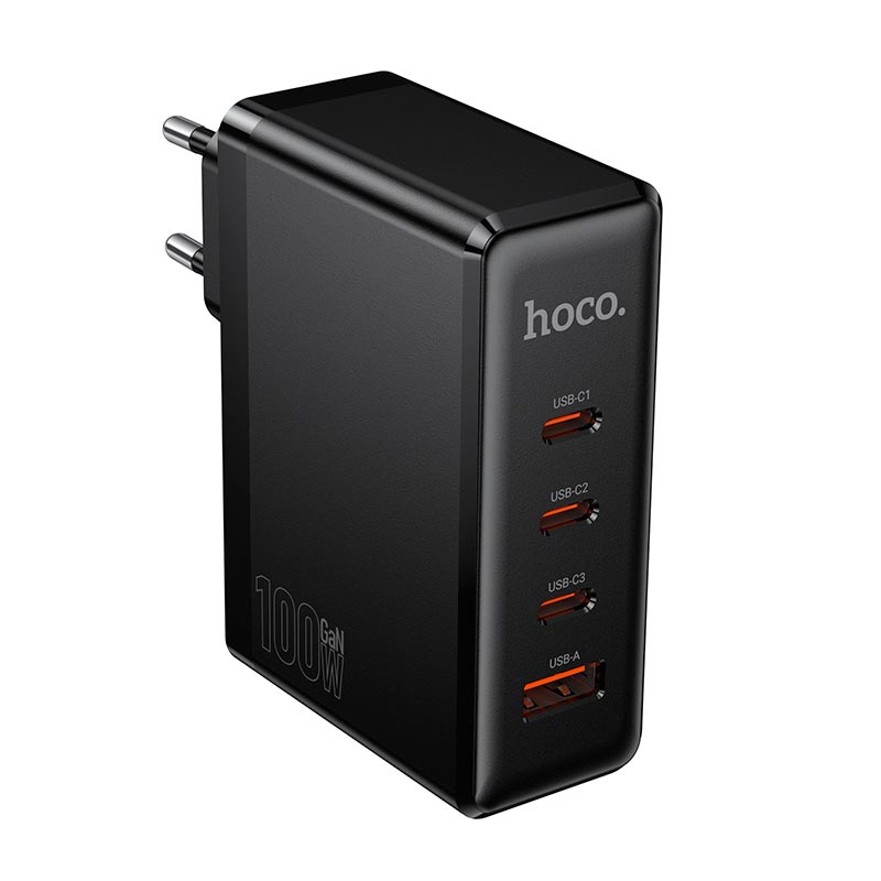 Адаптер мережевий HOCO Vigoroso charger N85 |3C/1A, 100W/3A, PD/QC| black (6942007681629) Чорний на малюнкі №7