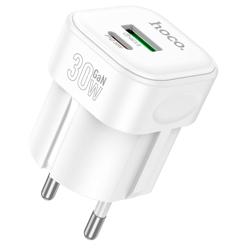 Адаптер мережевий HOCO Surpass charger C167A |1Type-C/1USB, PD30W/QC3.0, 3A| white (6942007686129) Білий на малюнкі №5