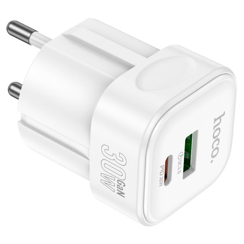 Адаптер мережевий HOCO Surpass charger C167A |1Type-C/1USB, PD30W/QC3.0, 3A| white (6942007686129) Білий на малюнкі №7