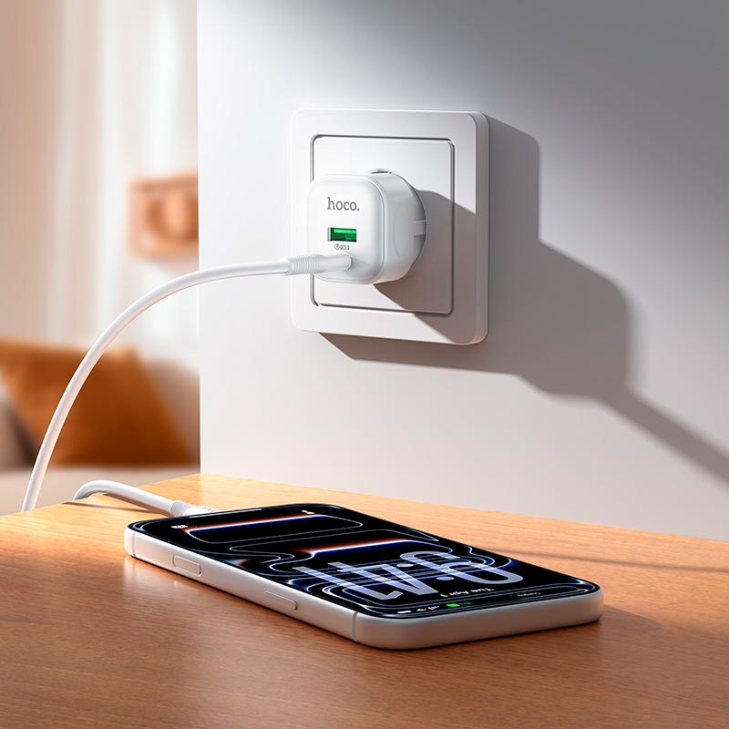 Адаптер мережевий HOCO Surpass charger C167A |1Type-C/1USB, PD30W/QC3.0, 3A| white (6942007686129) Білий на малюнкі №8