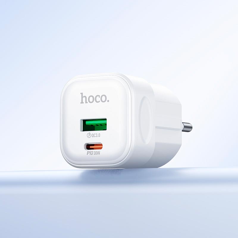 Адаптер мережевий HOCO Surpass charger C167A |1Type-C/1USB, PD30W/QC3.0, 3A| white (6942007686129) Білий на малюнкі №9