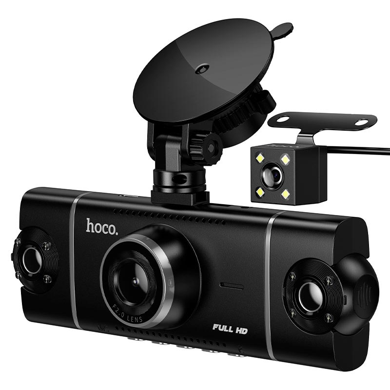 Відеореєстратор HOCO 360° driving recorder (4-lens) DV17 |3 IPS, 1080p/30fps+3x480p/30fps, Wi-Fi, TF 128GB| black (6942007685030) Чорний на малюнкі №2