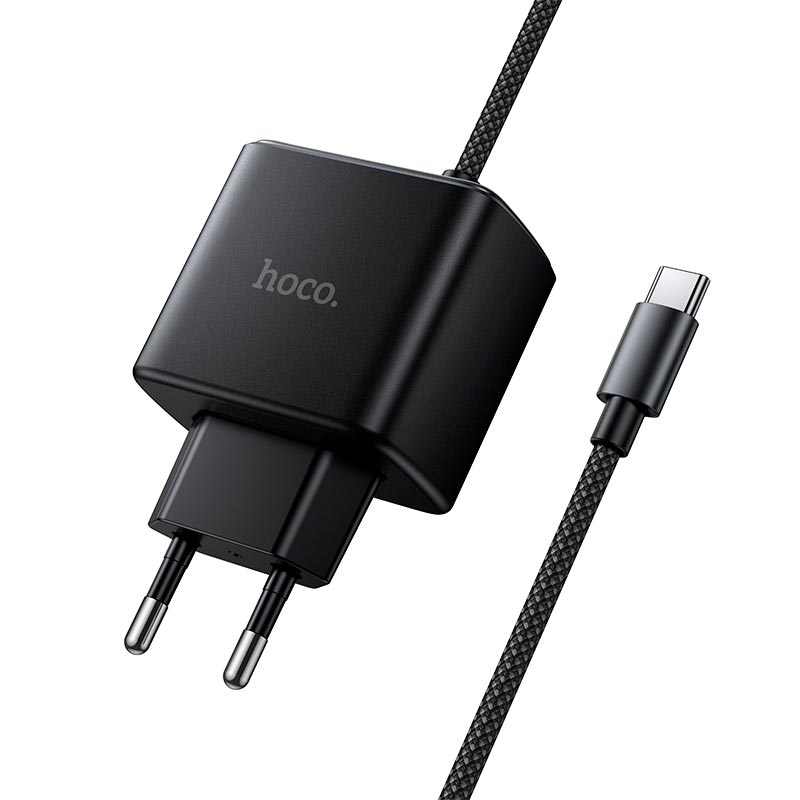 Адаптер сетевой HOCO New charger with Type-C cable C164A |1USB, 30W/3A, PD/QC| black (6942007680332) Черный на картинке №8