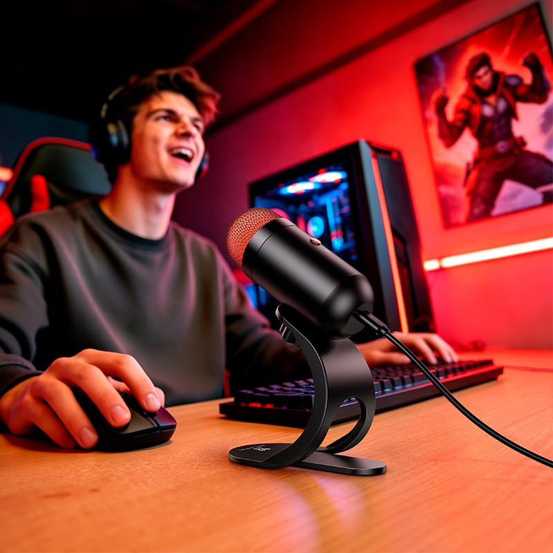 Микрофон HOCO Profit PC gaming microphone L50 |USB-C, 1.5m, mute| black (6942007685535) Черный на картинке №9