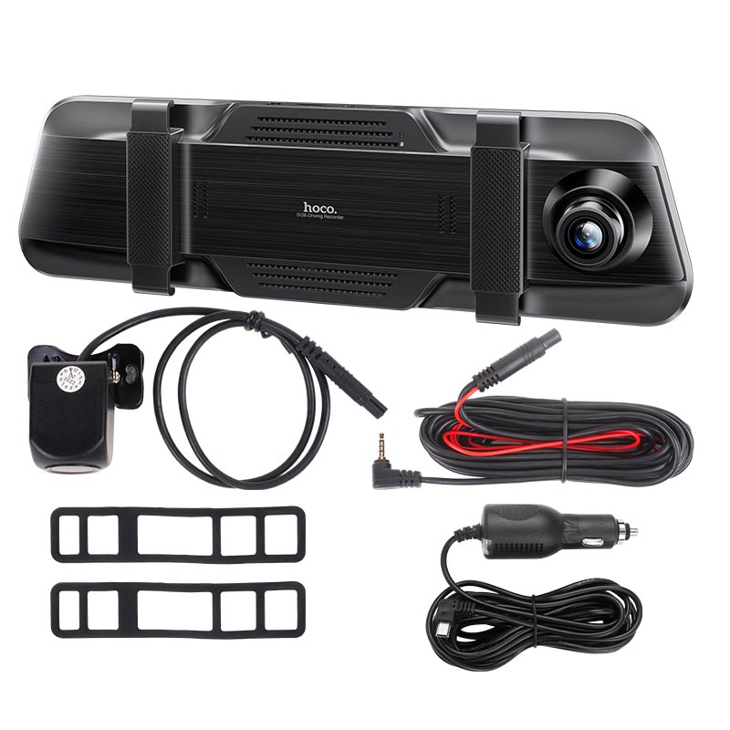Видеорегистратор HOCO 9.66-inch rearview mirror driving recorder (dual-channel) |1080p, 24h Monitoring| black (DI36) Черный на картинке №7