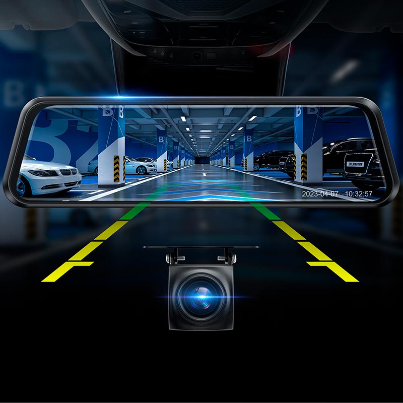 Видеорегистратор HOCO 9.66-inch rearview mirror driving recorder (dual-channel) |1080p, 24h Monitoring| black (DI36) Черный на картинке №9