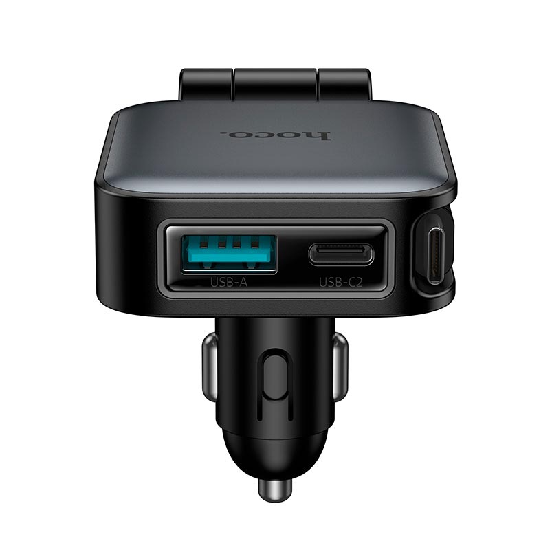 Адаптер автомобильный HOCO Triunfar car charger with telescopic Type-C cable Z67 |1C/1A, 60W/3A, PD/QC| grey (6942007680837) Серый на картинке №7
