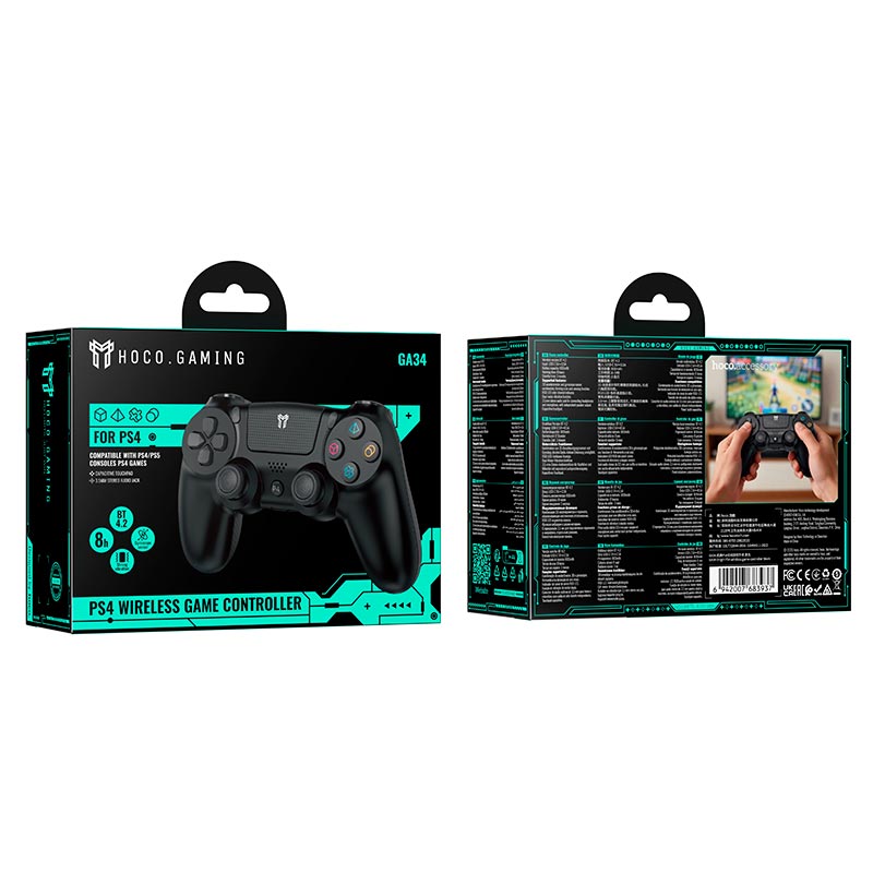 Игровой контроллер HOCO Origin PS4 wireless game controller GA34 |BT4.2, Gyroscope, 8h| black (6942007683937) Черный на картинке №3