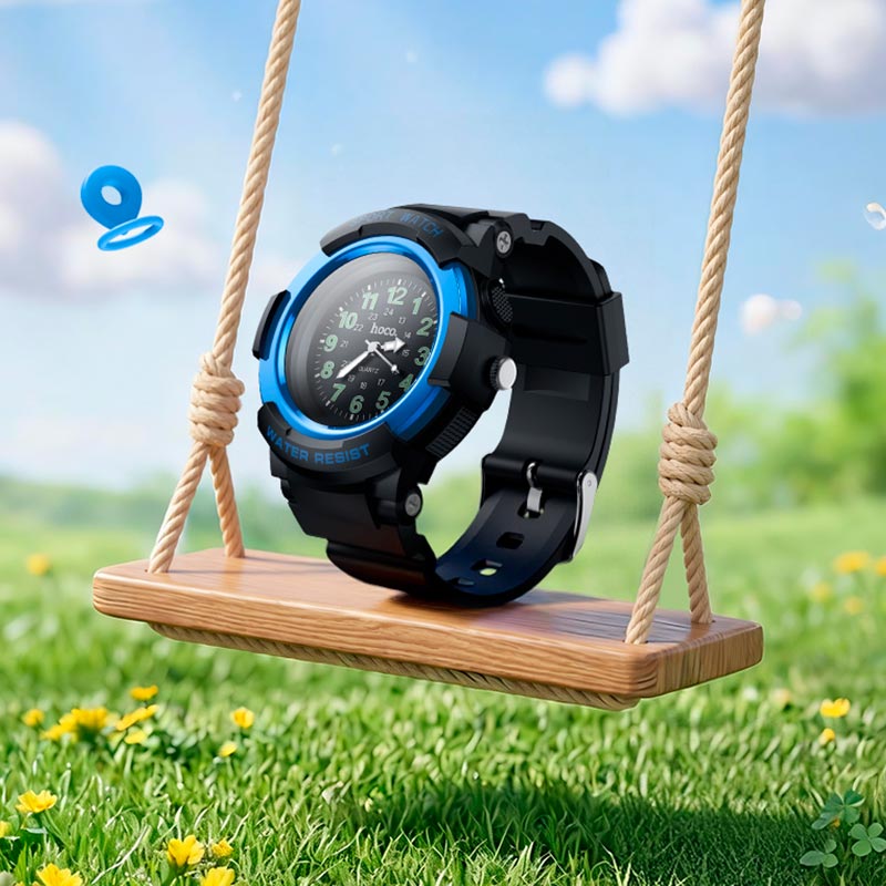Детские кварцевые часы HOCO childrens quartz watch with anti-lost device E112 IPX7 |Apple Find My, Anti-Lost 9-12 months, watch 10-12 months, 230/28m black (6942007683838) Черный на картинке №6