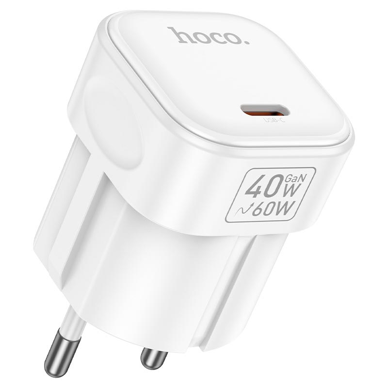 Адаптер сетевой HOCO Surpass single port charger C168A |1Type-C, PD3.2 40W, 3A, PPS/AVS| white (6942007686143) Белый на картинке №1