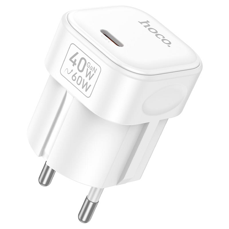 Адаптер сетевой HOCO Surpass single port charger C168A |1Type-C, PD3.2 40W, 3A, PPS/AVS| white (6942007686143) Белый на картинке №5
