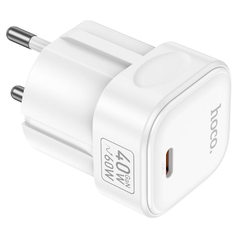 Адаптер сетевой HOCO Surpass single port charger C168A |1Type-C, PD3.2 40W, 3A, PPS/AVS| white (6942007686143) Белый на картинке №7