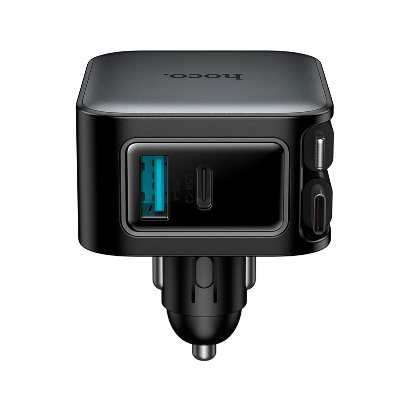 Адаптер автомобильный HOCO Z67A Triunfar car charger with dual Type-C/iP cable |1C/1A, 60W/3A, PD/QC grey (6942007680844) Серый на картинке №7
