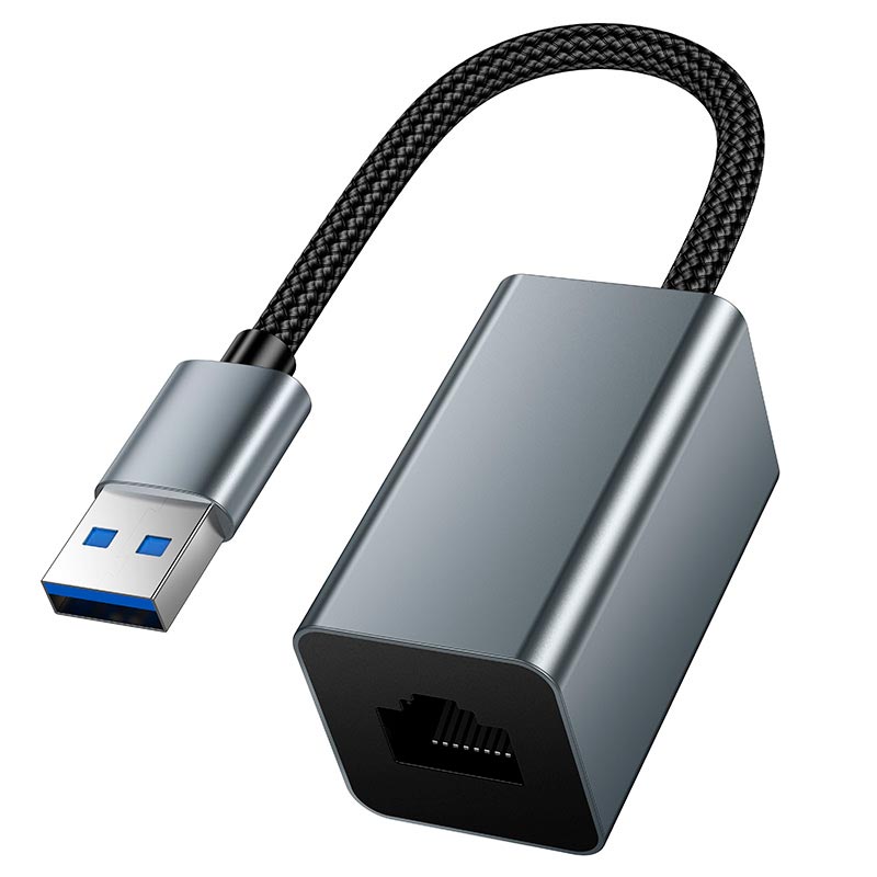 Переходник HOCO USB to RJ45 network converter UA48 |10/100Mbps, 0.15m| metal-grey (6942007683944) Серый на картинке №7
