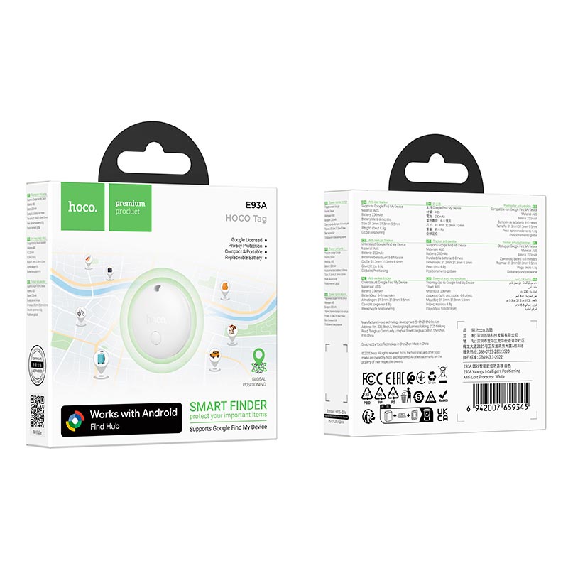 Пошуковий трекер HOCO Valley smart positioning anti-lost device E93A |Google Find| white (6942007659345) Білий на малюнкі №11