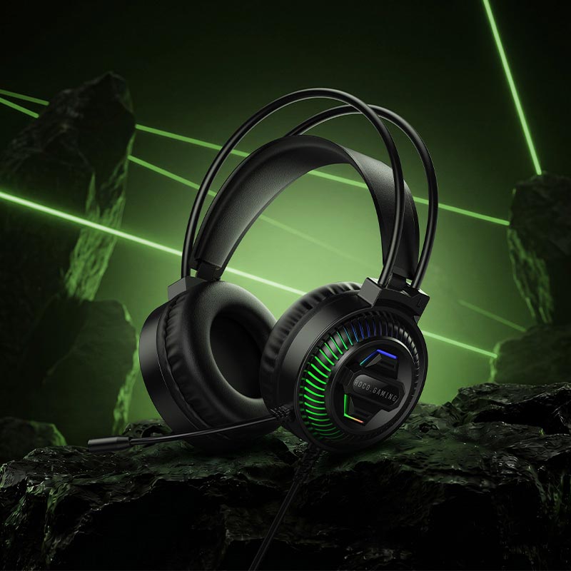 Навушники HOCO Extreme gaming headphones W118 |USB/3.5mm, 2m, 40mm, 3-color light| black (6942007685245) Чорний на малюнкі №10