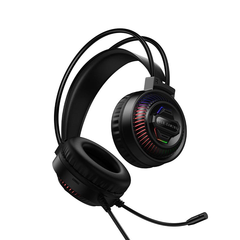 Навушники HOCO Extreme gaming headphones W118 |USB/3.5mm, 2m, 40mm, 3-color light| black (6942007685245) Чорний на малюнкі №7