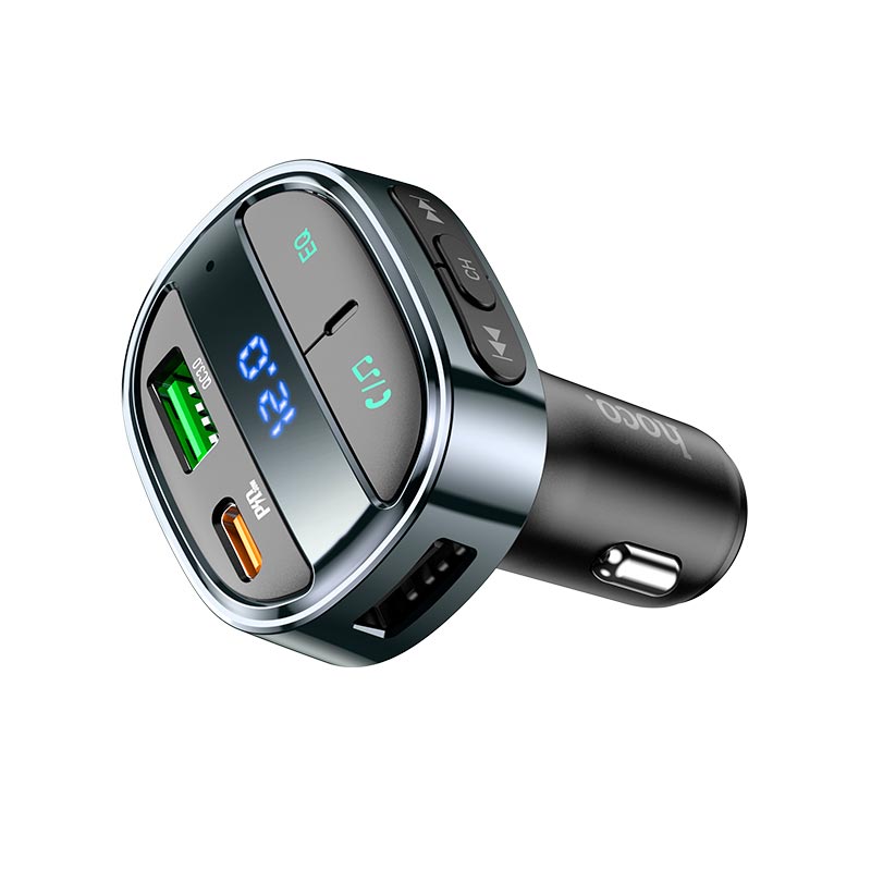 Адаптер автомобильный HOCO car BT FM transmitter E70 |2USB/Type-C, PD/QC, 30W/3A| black (6931474765246) Черный на картинке №8