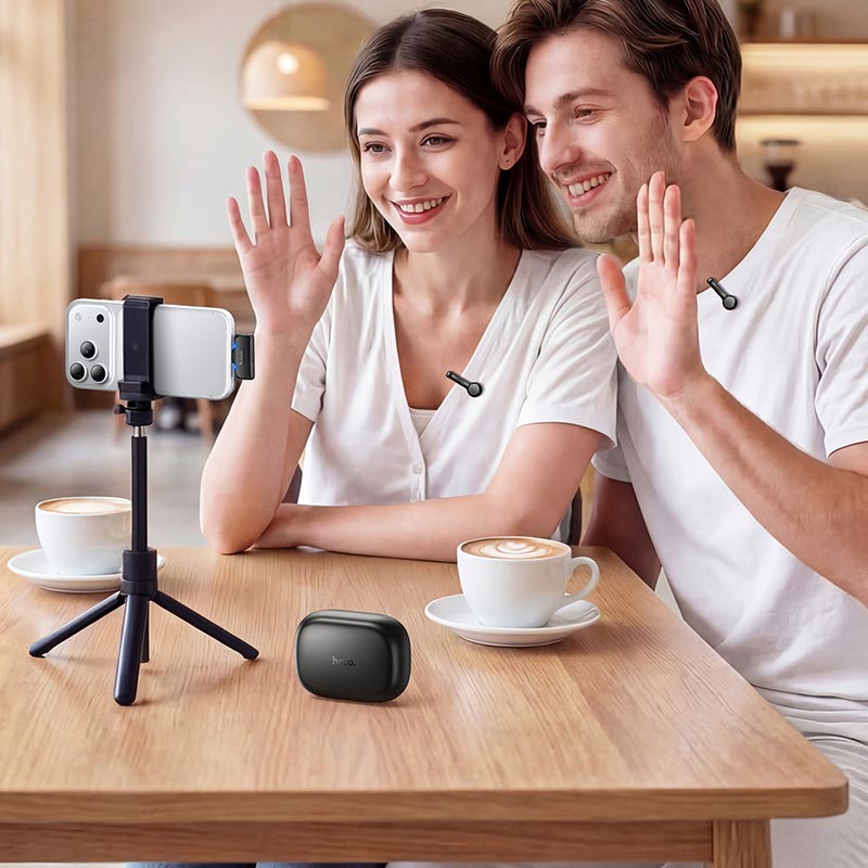 Микрофон HOCO Ice hidden wireless microphone Type-C L27 |ENC, 70/400mAh, 65dB, 5-6h| black (6942007680646) Черный на картинке №5