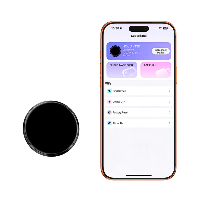 Бейдж-дисплэй HOCO electronic display badge Y130 |BT5.4, 1.85, 8h, App| black (6942007681247) Черный на картинке №5